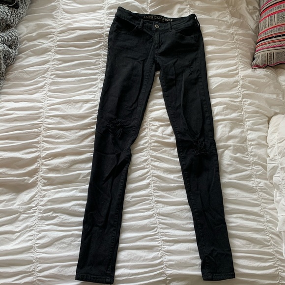 American Eagle Black Distressed Jegging - Picture 2 of 5